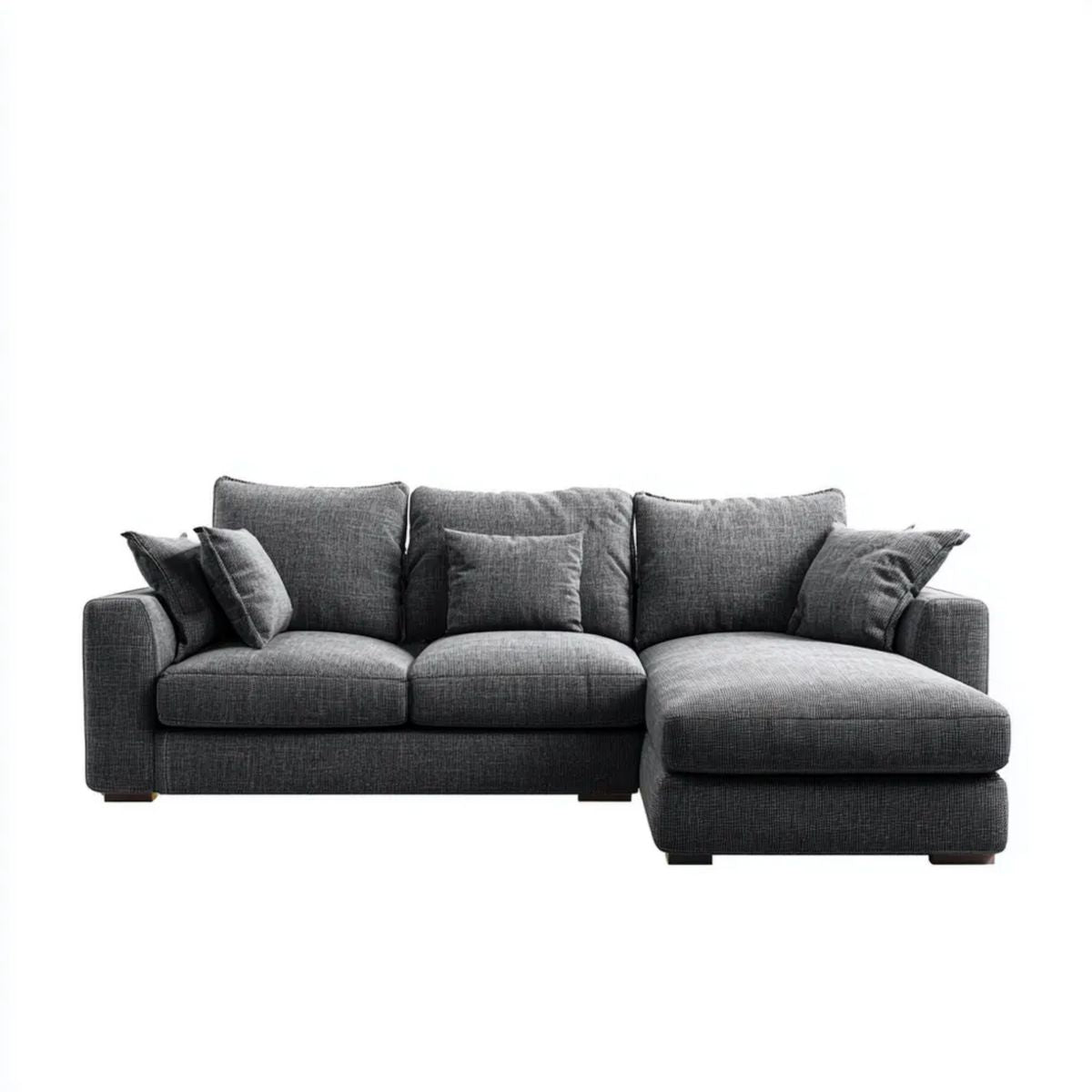 Sofa, 3-osobowa sofa z syrop z syrop z poliestru szary antracyt i czarny, 260 x 160 x 85 cm