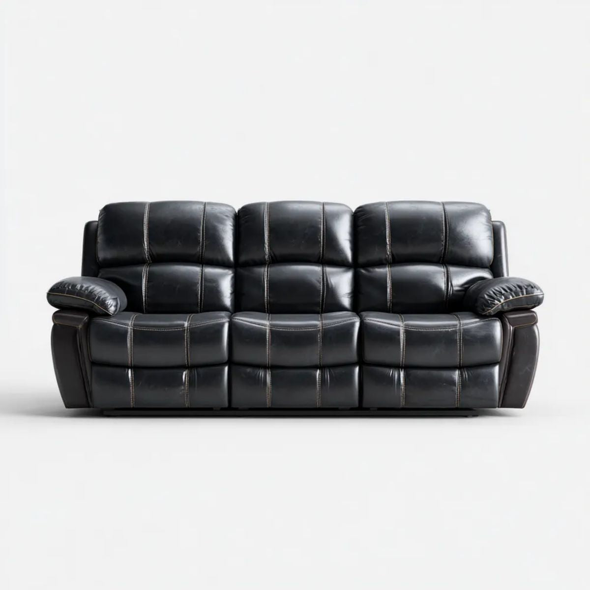 Sofa, 3-osobowa czarny sofa w PU syntetyczne skóry, 210 x 95 x 100 cm