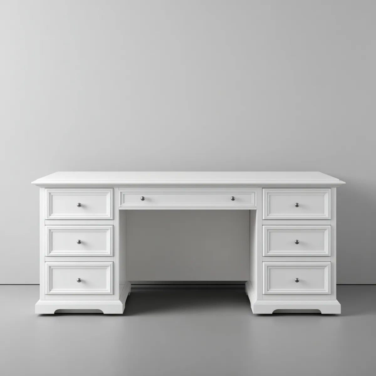 Biurko biurowe z 7 białą szufladą 160 x 70 x 78 cm w prostokątnym MDF