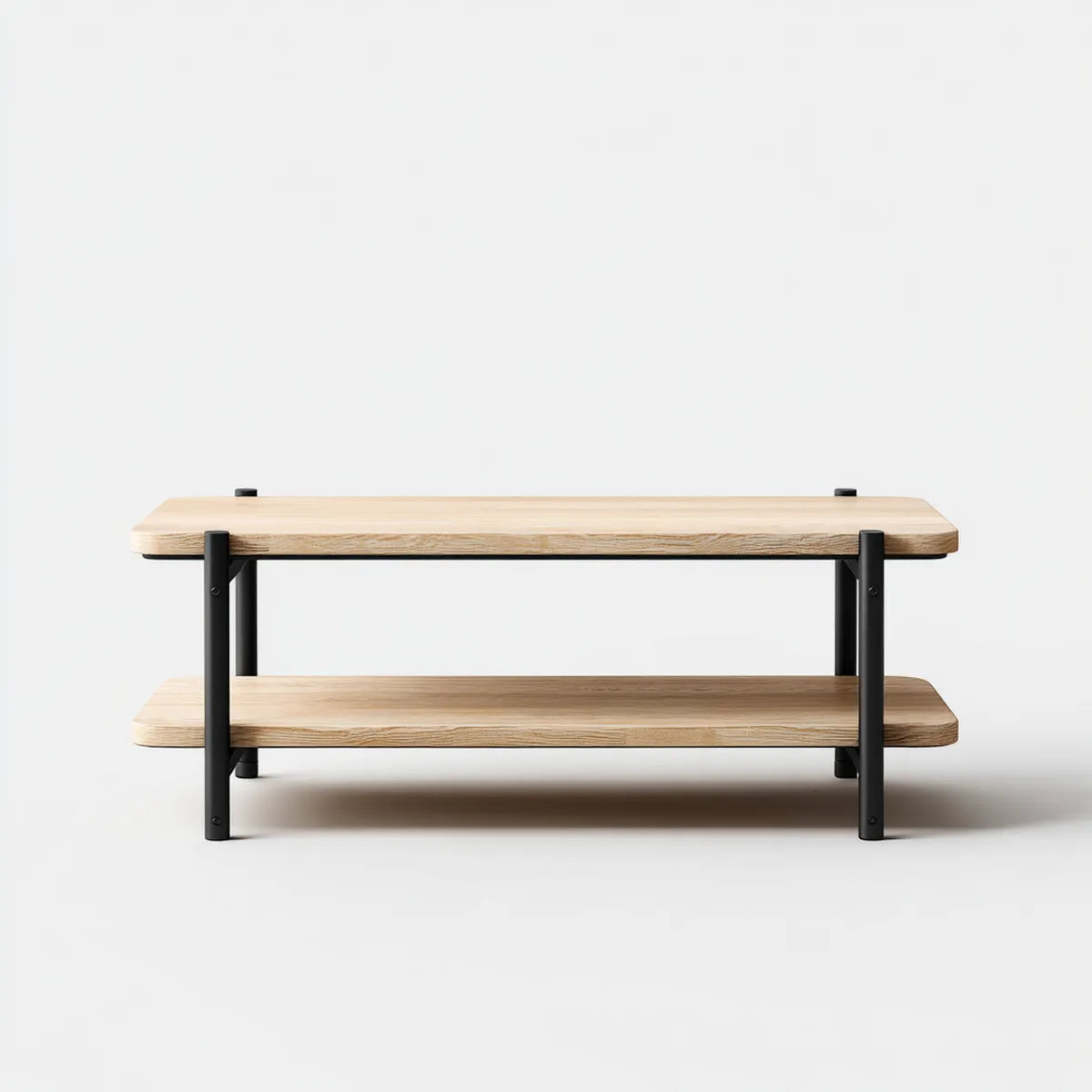 Stolik kawowy Dębowy jasny czarny 100 x 50 x 45 cm MDF z dębową fornirem prostokątnym