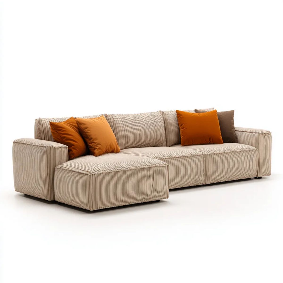 Sofa, 4-osobowa w lewym rogu sofa w poliestrze wstążka w kolorze poliestrowym 300 x 170 x 85 cm
