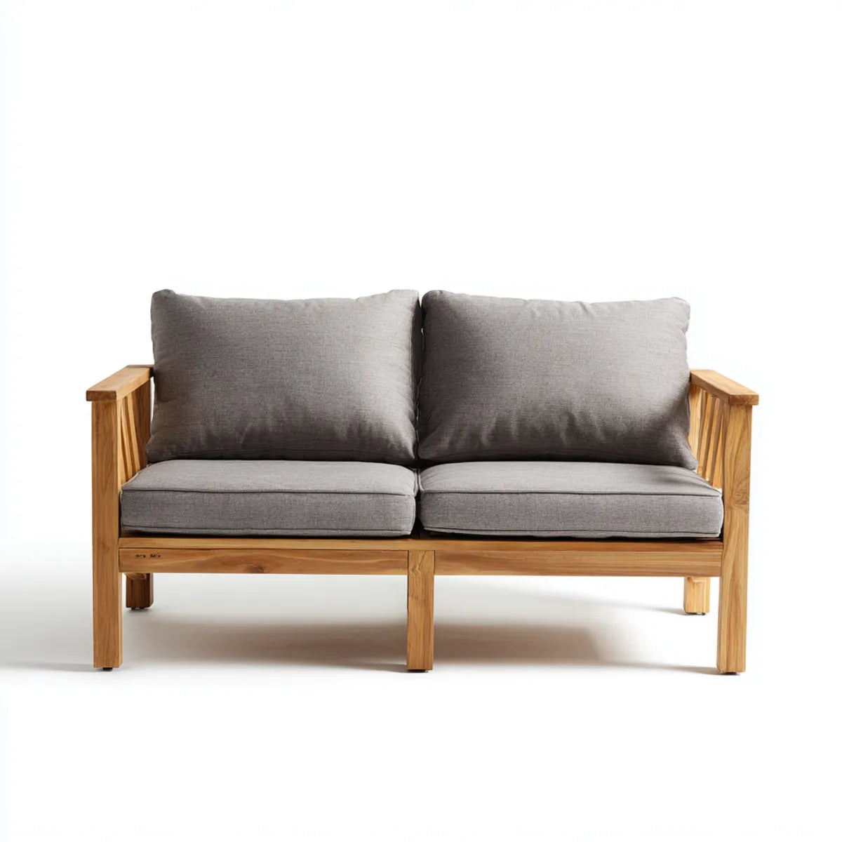 Sofa ogrodowa, 2 fotela ogrodowa w stałej akacji i prostokątna poliester 126 x 65 x 63 cm