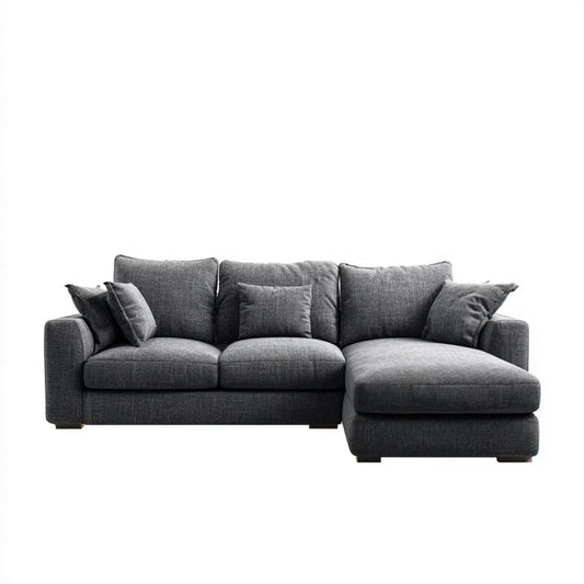 Sofa, 3-osobowa sofa z syrop z syrop z poliestru szary antracyt i czarny, 260 x 160 x 85 cm