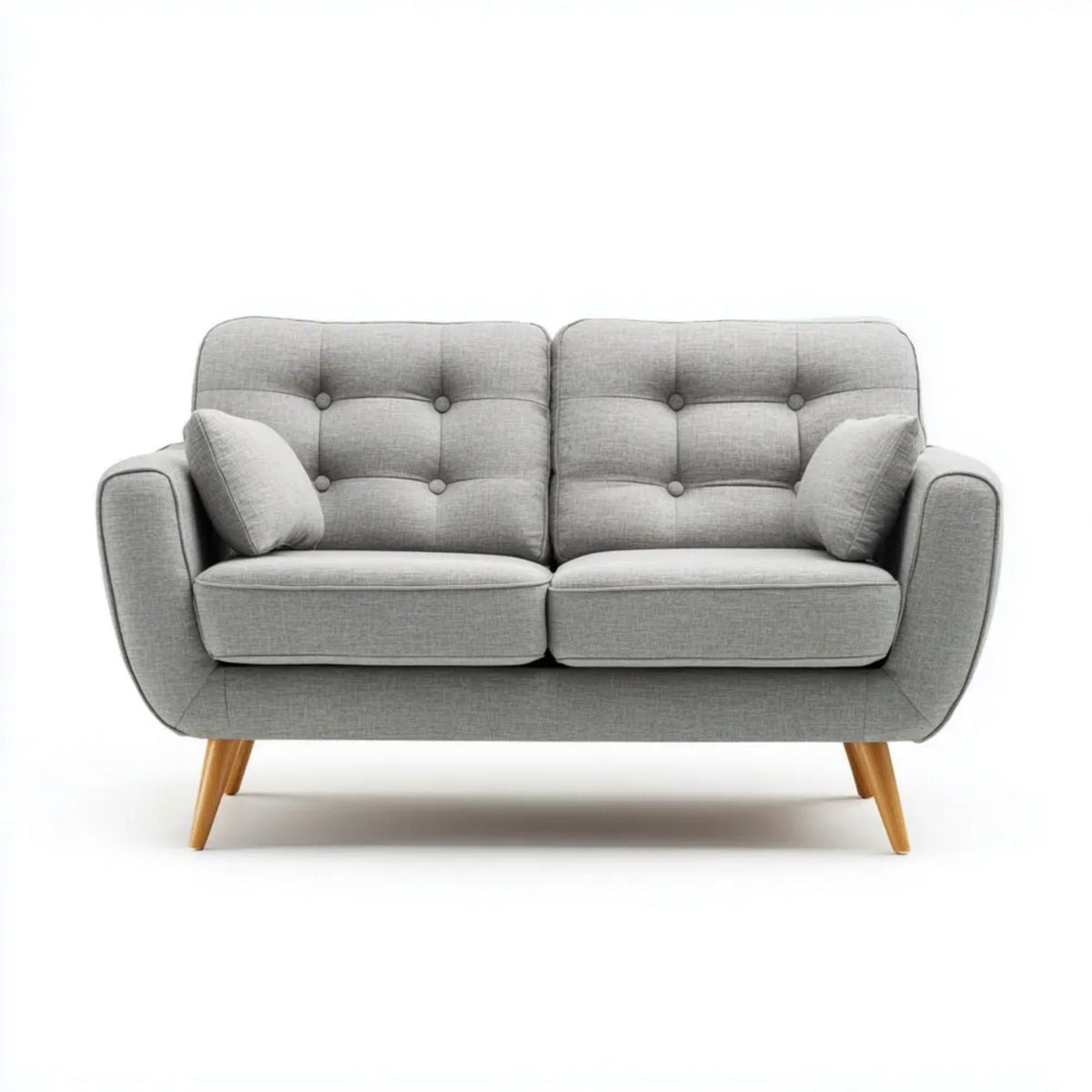Sofa, Szara sofa w poliestrze z nóżkami siwy, 140 x 82 x 86 cm