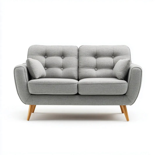 Sofa, Szara sofa w poliestrze z nóżkami siwy, 140 x 82 x 86 cm