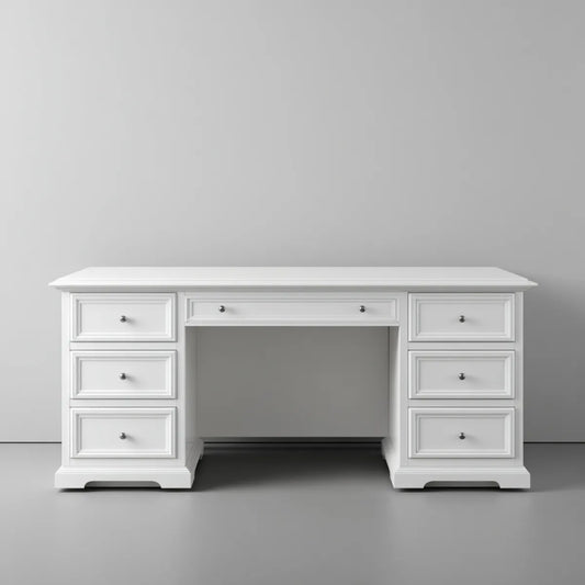 Biurko biurowe z 7 białą szufladą 160 x 70 x 78 cm w prostokątnym MDF