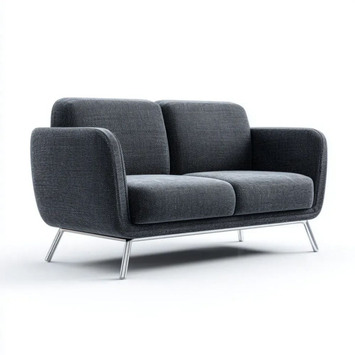Sofa, 2 ciemnoszare poliestrowe sofy z metalową kanapą, 150 x 82 x 83 cm