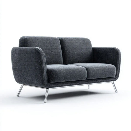 Sofa, 2 ciemnoszare poliestrowe sofy z metalową kanapą, 150 x 82 x 83 cm