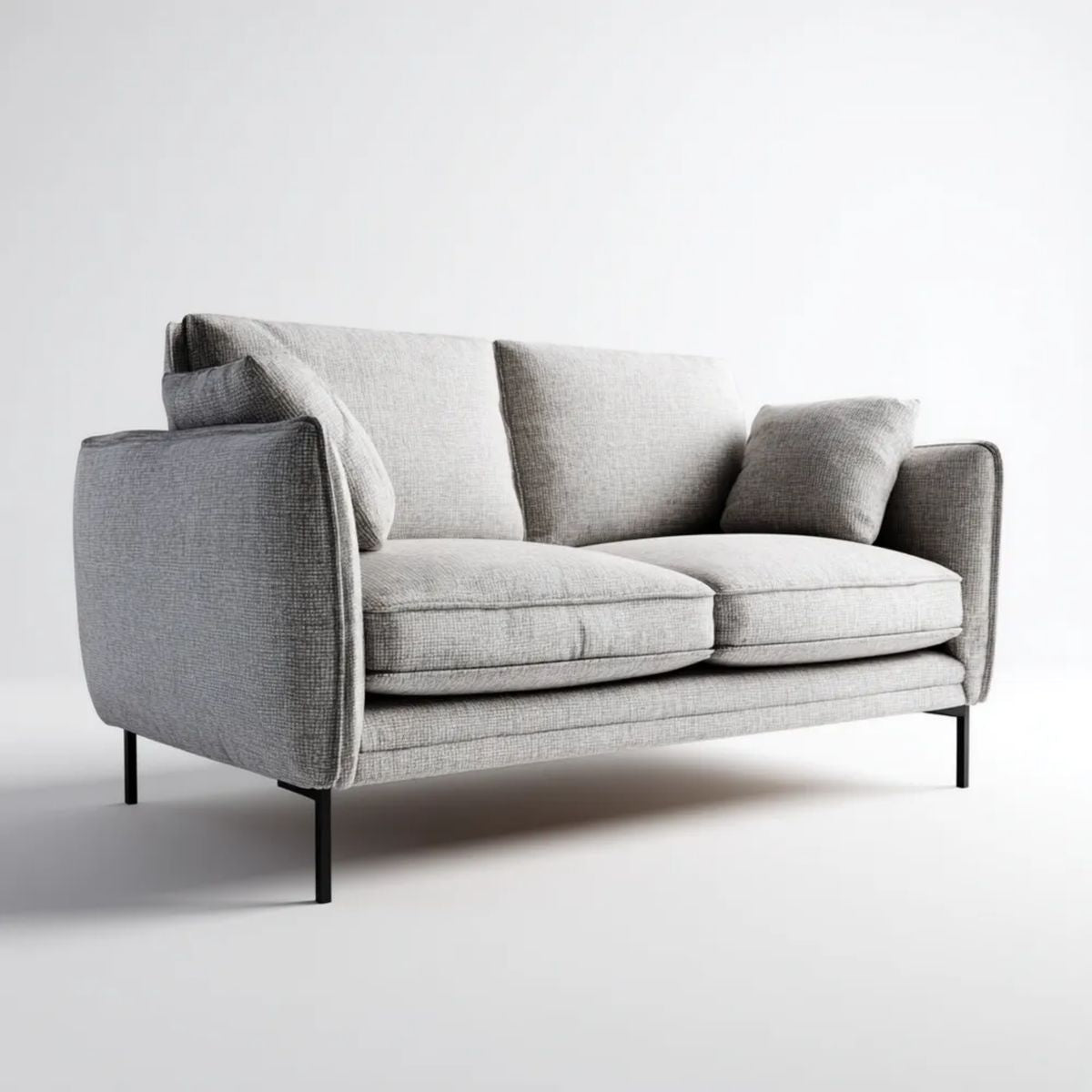 Sofa, Szara 2-osobowa sofa w poliestrze i stali brązowy 170 x 90 x 85 cm
