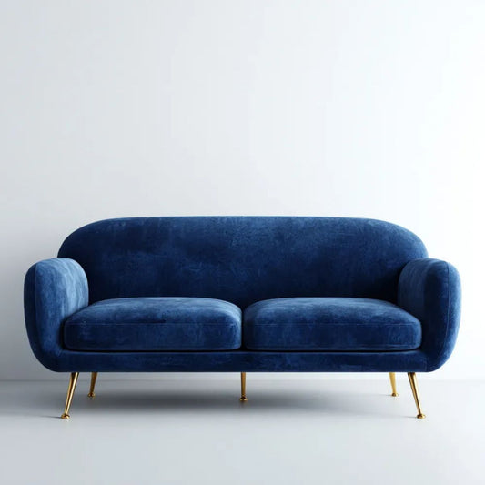 Sofa, 2 fotele Brittany Navy Brittanblue Brittanvelvet Brittlesoft, Golden Brittlemetal Brittlefoot, 160 x 85 x 78 cm