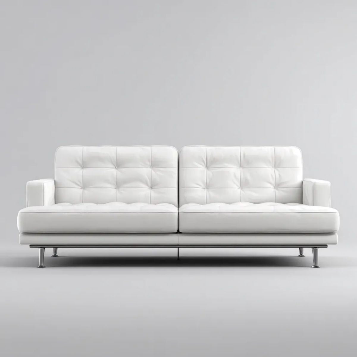 Sofa, 2-osobowa w kolorze białym w polipropylenowej, syntetycznej skórze, 220 x 88 x 82 cm