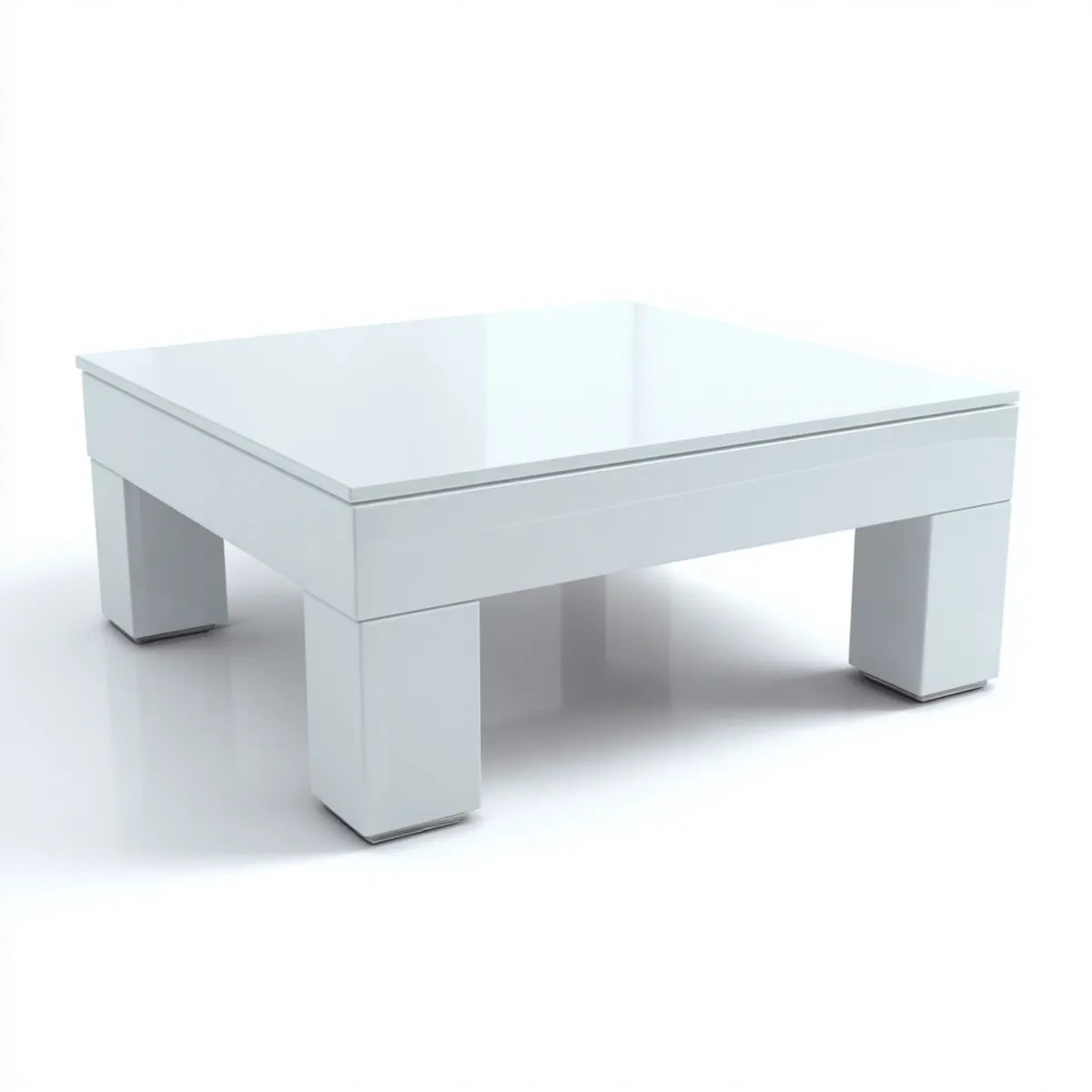 Stolik kawowy, Biały stół do kawy 80 x 80 x 35 cm MDF Wysoki połysk Square Tabela