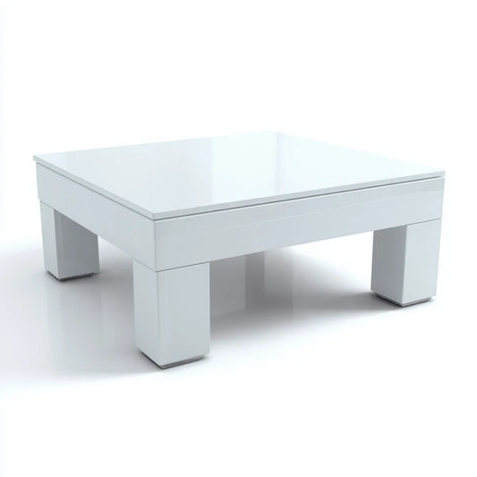 Stolik kawowy, Biały stół do kawy 80 x 80 x 35 cm MDF Wysoki połysk Square Tabela