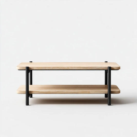 Stolik kawowy Dębowy jasny czarny 100 x 50 x 45 cm MDF z dębową fornirem prostokątnym