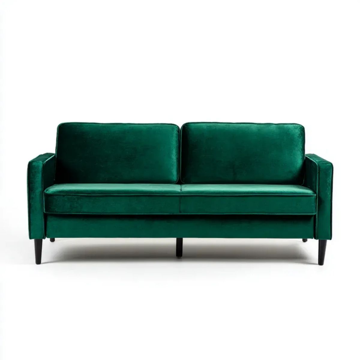 Sofa, Wnętrze płasko-prosto kanapa 2 fotele w szmaragdzie zielonym, 160 x 82 x 84 cm