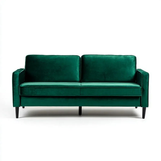 Sofa, Wnętrze płasko-prosto kanapa 2 fotele w szmaragdzie zielonym, 160 x 82 x 84 cm