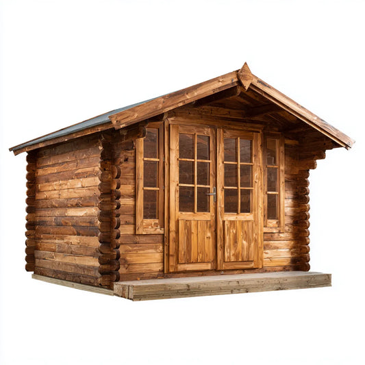 Domek ogrodowy, Ogród w litym brązowym drewnie 300 x 300 x 250 cm prostokątny