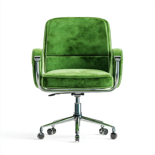 Krzesło biurowe, Rotacyjne krzesło biurowe zielony 65 x 65 x 86- 96 cm poliester aksamit chromowany stal prostokątne fotele z rolkami