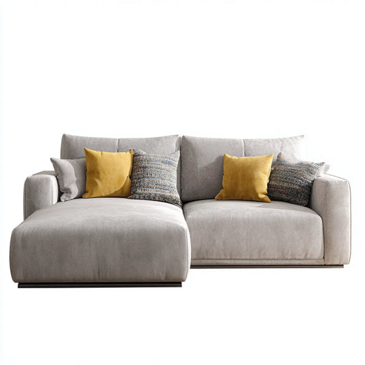 Sofa, narożna sofa z lewym rekamer jasnoszary 280 x 165 x 85 cm poliestrowy mikrofiber kształt L