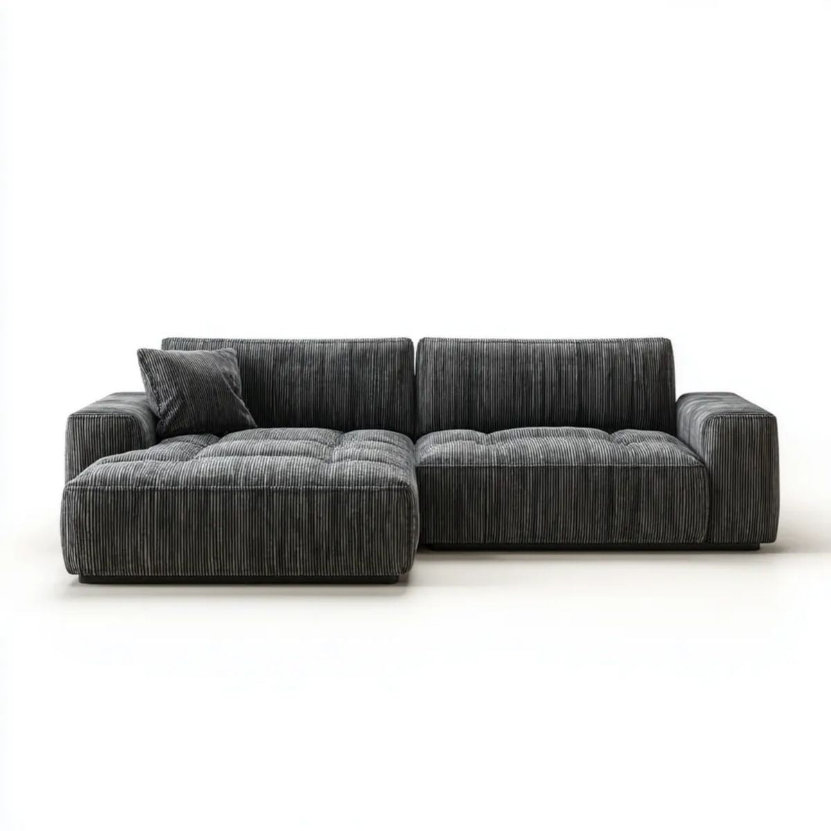 Sofa, 3-osobowa sofa z lewym szezlongiem w antracycie szary barwnik brązowy Belivelvet 280 x 165 x 78 cm
