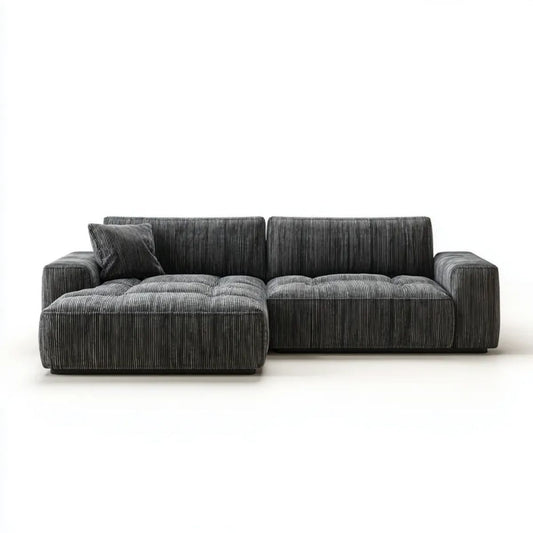 Sofa, 3-osobowa sofa z lewym szezlongiem w antracycie szary barwnik brązowy Belivelvet 280 x 165 x 78 cm