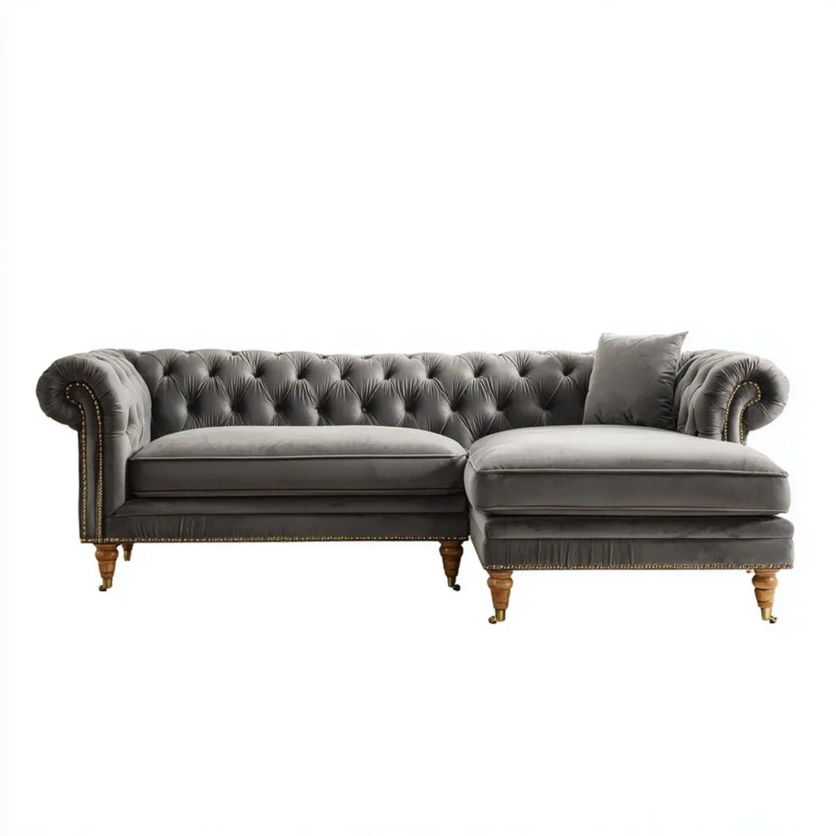 Sofa, Chesterfield Bethlesive szary poliester Bethvelvet Bethlesofa 280 x 165 x 78 cm