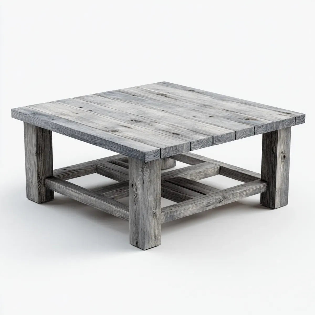Stolik kawowy, Stół do kawy szary 90 x 90 x 45 cm Stół z litego drewna z przegrodą magazynową