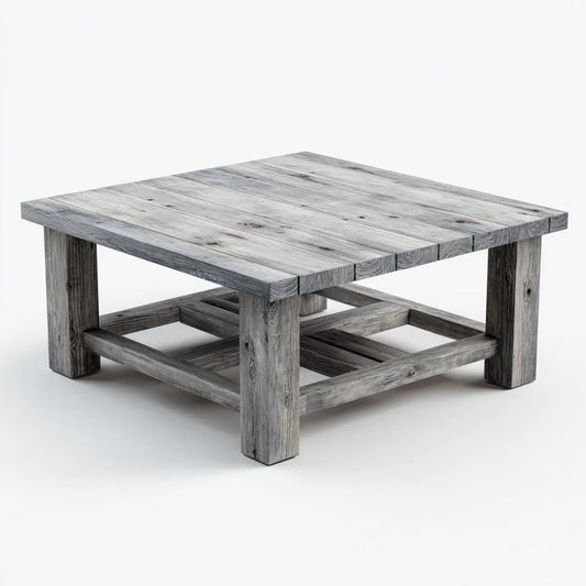 Stolik kawowy, Stół do kawy szary 90 x 90 x 45 cm Stół z litego drewna z przegrodą magazynową