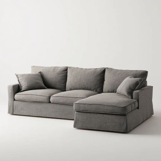 Sofa, 4-osobowa poliestrowy sofa fotelik szary 260 x 160 x 85 cm
