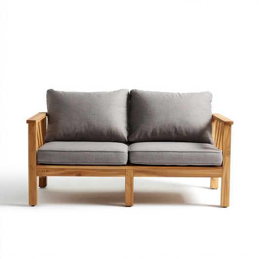 Sofa ogrodowa, 2 fotela ogrodowa w stałej akacji i prostokątna poliester 126 x 65 x 63 cm
