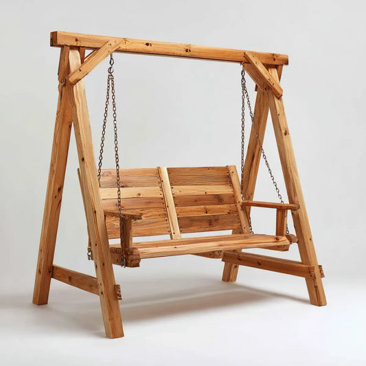 Huśtawka ogrodowa, Hollywood huśtawka 2-seater naturalna 170 x 120 x 180 cm Pinewood lite drewno prostokątne