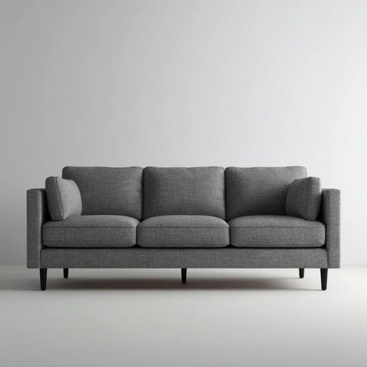 Sofa, 3-osobowa wyprostowany sofa wytłoczona ciemną szarą poliestrem 220 x 90 x 85 cm