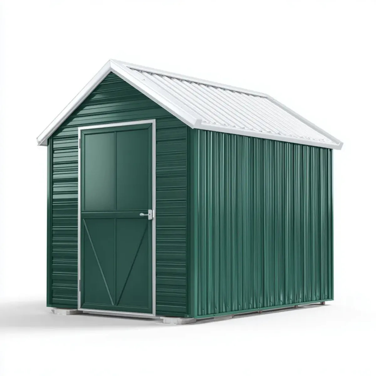 Domek ogrodowy, Ogród w stali ocynkowanej zielono-białe 213 x 127 x 185 cm prostokątne